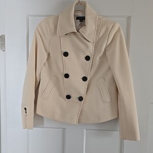 Ann Taylor Cream Double-Breasted Jacket